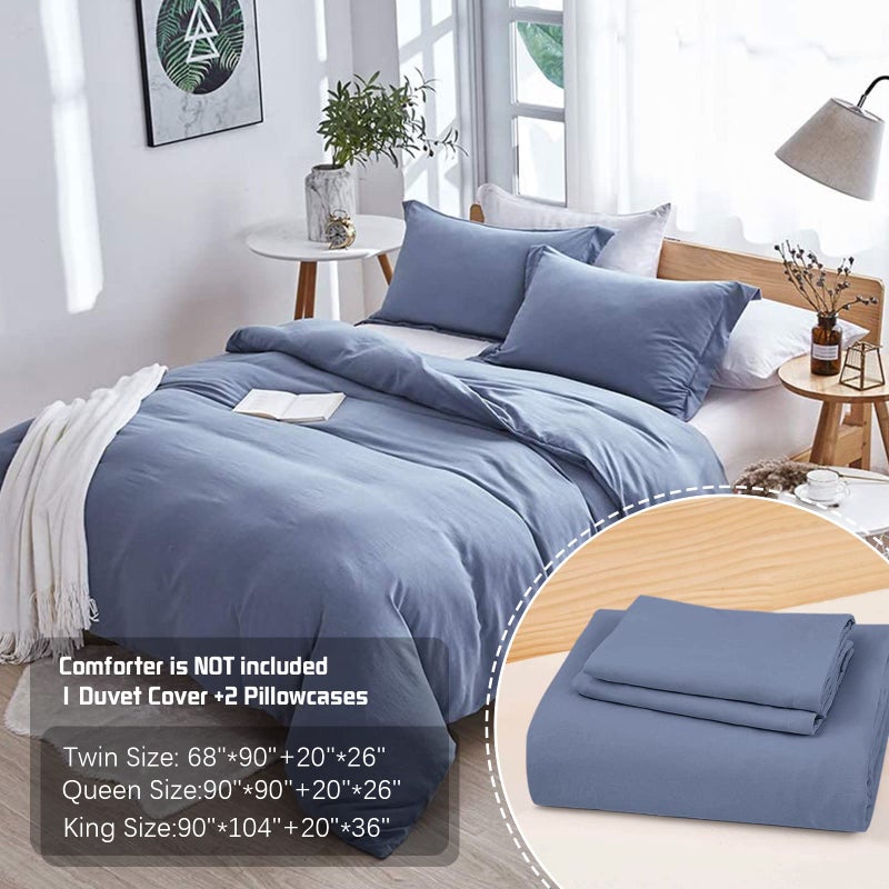 Dreaming Wapiti Duvet Cover King,Washed Microfiber King Size Duvet Cover Set,Solid Color - Soft and Breathable with Zipper Closure & Corner Ties (White, King) - Image 2